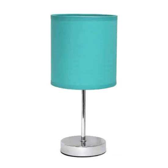 Creekwood Home Nauru 12" Brushed Nickel Petite Metal Stick Table Lamp Blue {1}