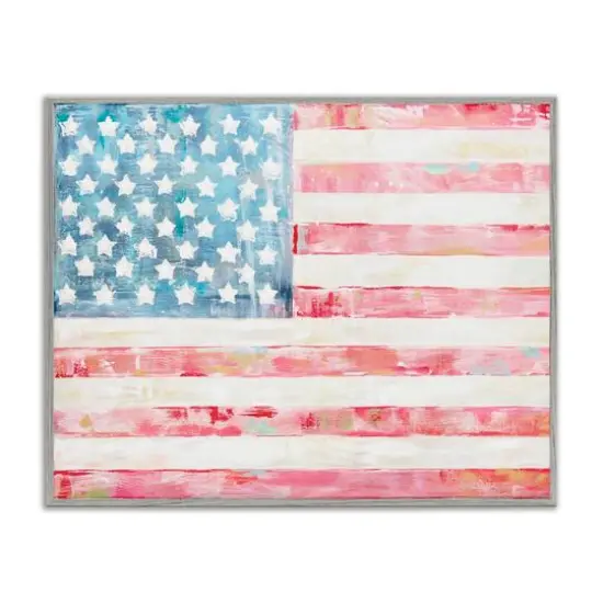 Stupell Industries Patriotic Brushed Flag Framed Giclee Art Gray {1}