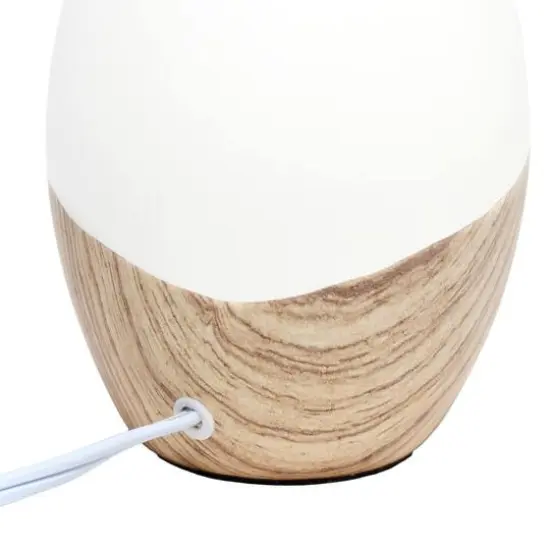 Simple Designs Strikers Basic Table Lamp Off White/Light Wood {8}