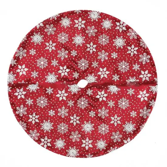 20" Red & White Snowflakes with Silver Glitter Mini Tree Skirt {6}