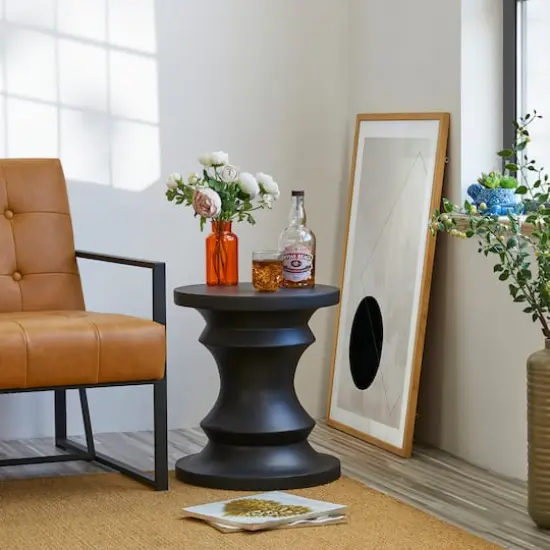 Glitzhome&reg; 18" Black Chess Garden Stool {4}