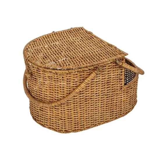 Hello Honey&reg; Natural Oval Wicker Picnic Basket with Open Side Compartment {1}