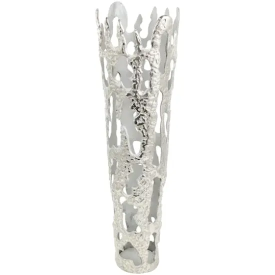 31" Contemporary Aluminum Melting Drip Vase Silver {5}