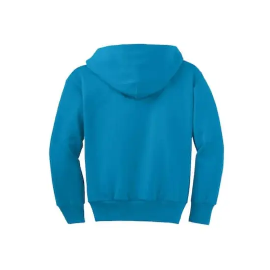Port & Company&reg; Youth Core Fleece Full-Zip Hooded Sweatshirt Neon Blue {5}