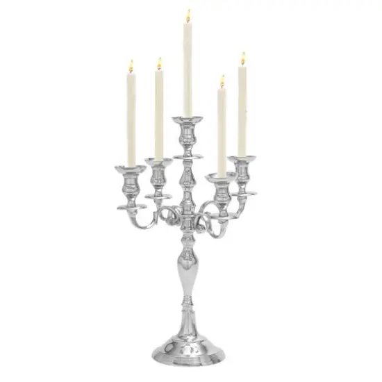 Silver Aluminum Traditional Candlestick Holders, 24" x 16" x 16" {1}