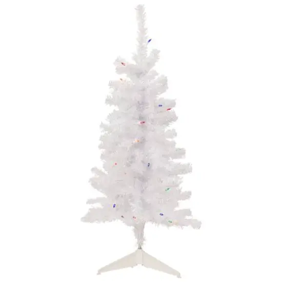 3ft. Pre-Lit Woodbury White Pine Slim Artificial Christmas Tree, Multicolor Lights {1}