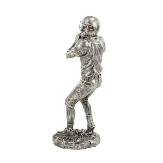 Silver Polystone Sculpture, Baseball Player 16" x 6" x 6" {3}