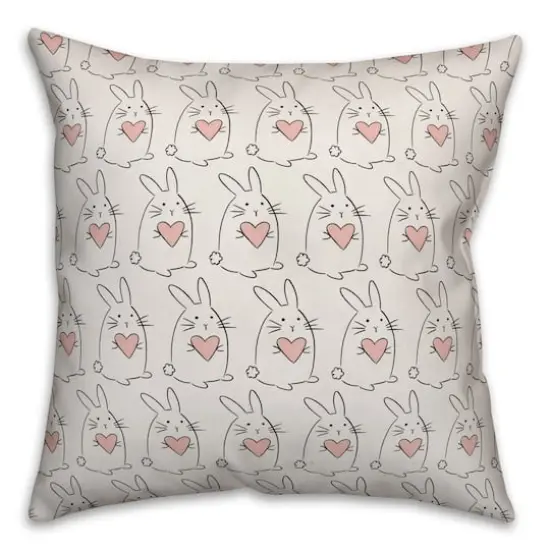 Bunny Holding Heart Pattern Throw Pillow {1}