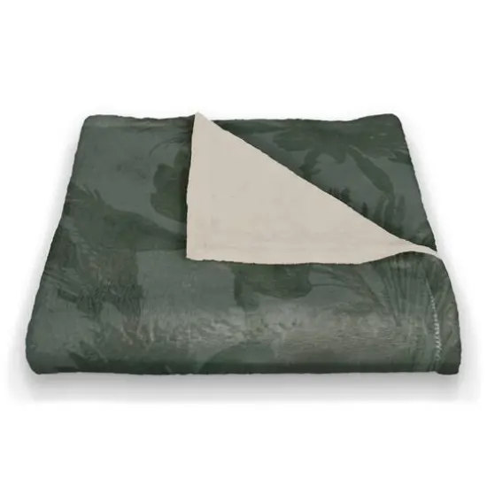 Tones Protea Blooms Coral Fleece Blanket Emerald {3}