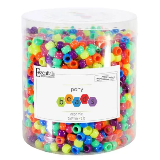 Essentials by Leisure Arts Neon Mix Pony Beads, 1lb. {1}