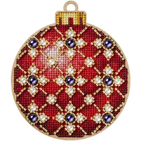 Wonderland Crafts Red & Gold Ornament Cross-Stitch Kit {3}