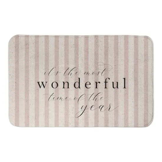 It's the Most Wonderful Time of the Year Red Stripe 21" x 34" Bath Mat {1}
