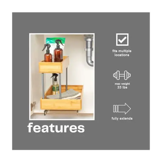 Household Essentials Glidez Steel & Bamboo Slide-Out 2-Tier Storage Organizer {7}