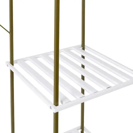 Honey Can Do Olive & White Freestanding Open Metal Closet Wardrobe {7}
