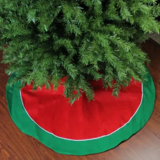 48" Red and Green Traditional Christmas Tree Skirt {3}