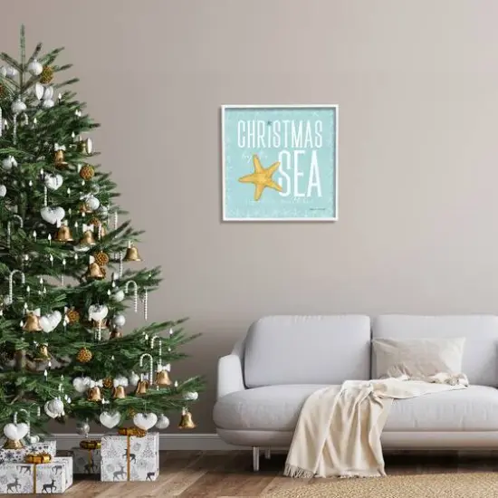 Stupell Industries Christmas By The Sea Turquoise Framed Giclee Art White {3}