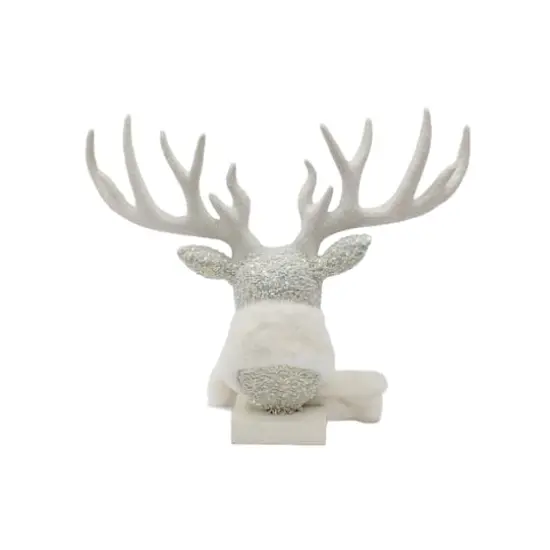 14" White Reindeer Head with Scarf Tabletop D&eacute;cor by Ashland&reg; {1}