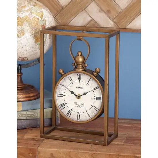13" Bronze Metal Vintage Clock {9}