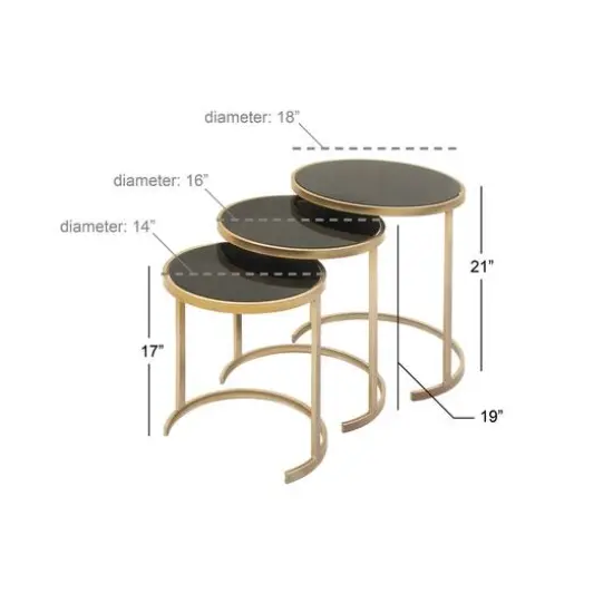 Contemporary Metal Accent Table Set Gold {9}