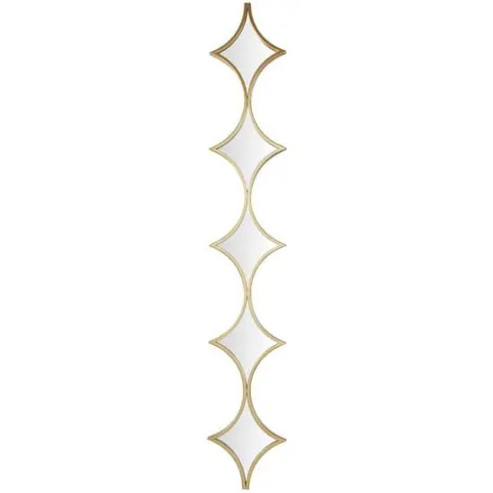 Gold Metal Slim Stacked Chain 5 Layer Wall Mirror with Diamond Pattern 10" x 1" x 59" {1}