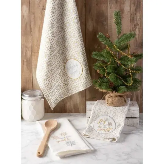 DII&reg; Assorted Winter Sparkle Embellished Dishtowel Set {6}
