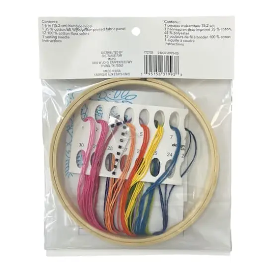 6" Floral Stamped Design Embroidery Kit with Hoop by Loops & Threads&reg; {5}