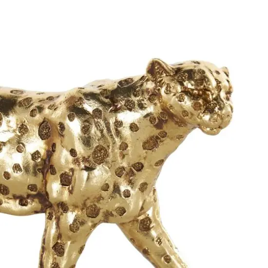 10" Gold Leopard Walking Sculpture with Textured Spots {5}