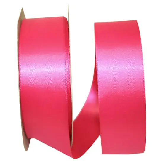 JAM Paper 1.5"x 50yd. Double Face Satin Ribbon Shocking Pink {1}
