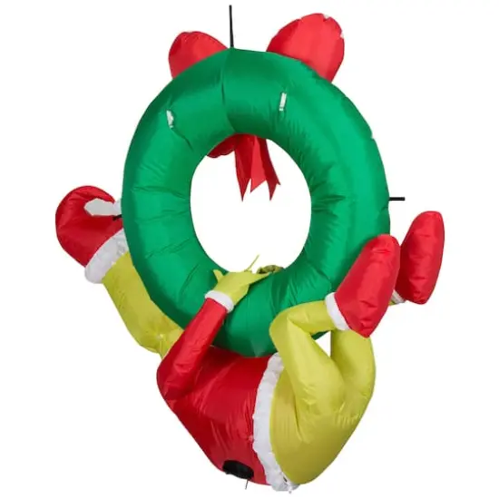 4ft. Airblown&reg; Inflatable Dr. Seuss Grinch Hanging From Wreath {3}