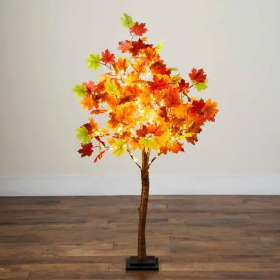 4ft. Pre-Lit Shades of Autumn Maple Artificial Fall Tree with 180 Warm White LED Lights {8}
