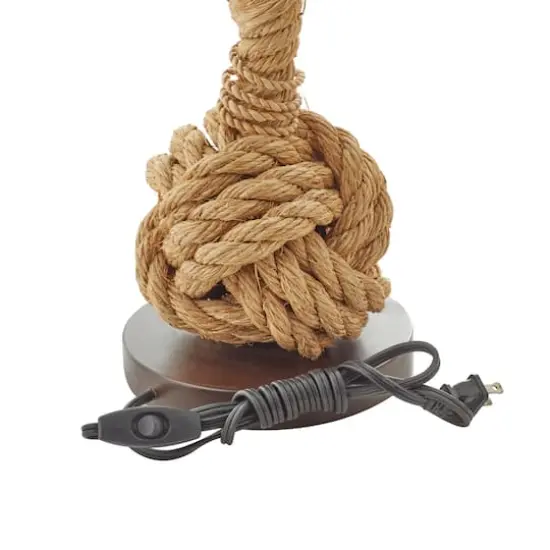 Brown Rope and Iron Rustic Table Lamp, 28" x 13" x 13" {9}