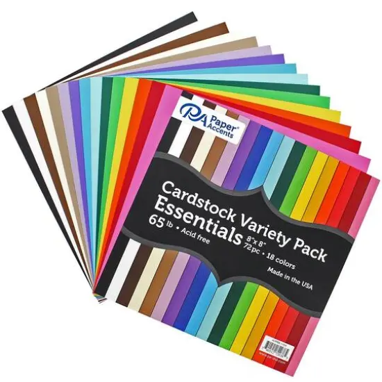 PA Paper&trade; Accents Variety Essentials 8" x 8" 65lb. Cardstock, 72 Sheets {3}