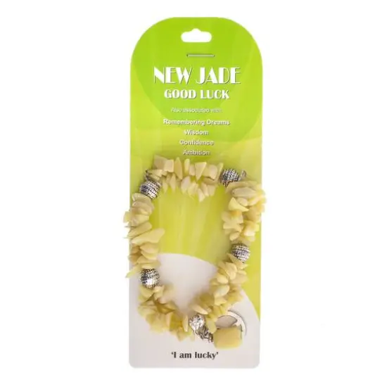 John Bead New Jade Yellow Natural Stone 2-Strand Bracelet with Peace Charm {1}