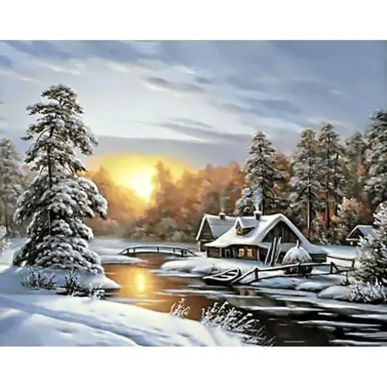 Wizardi Winter Sunrise Diamond Painting Kit {3}