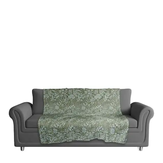 Dainty Floral Coral Fleece Blanket Green {4}