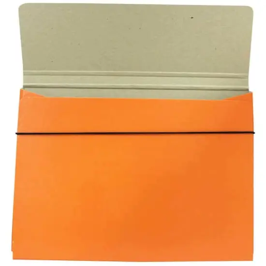 JAM Paper Strong Thin Portfolio Carrying Case with Elastic Band Closure Orange {5}