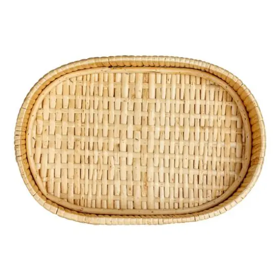 Household Essentials Natural Handwoven Nesting Oval Willow Tray Set {6}