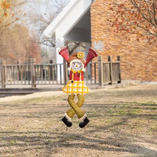 Glitzhome&reg; 36" Fall Metal Scarecrow Yard Stake Set {6}