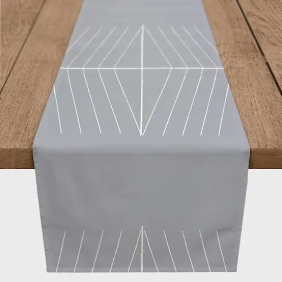 Dusty Blue Lines 16" x 72" Cotton Twill Runner {1}