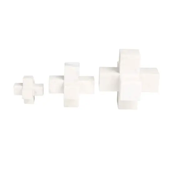White Marble Geometric Jack Sculpture Set {5}