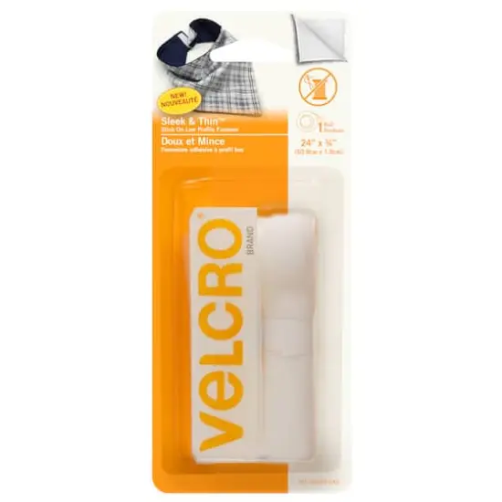 VELCRO&reg; Brand Sleek & Thin&trade; Stick On White Fastener Roll {1}