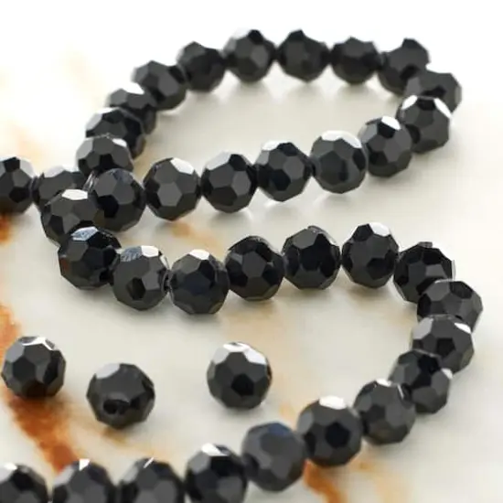Jet Black Faceted Glass Round Beads, 6mm by Bead Landing&trade; {3}
