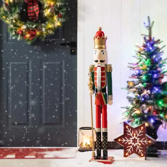 Glitzhome&reg; 42" Wooden Christmas King Nutcracker {3}