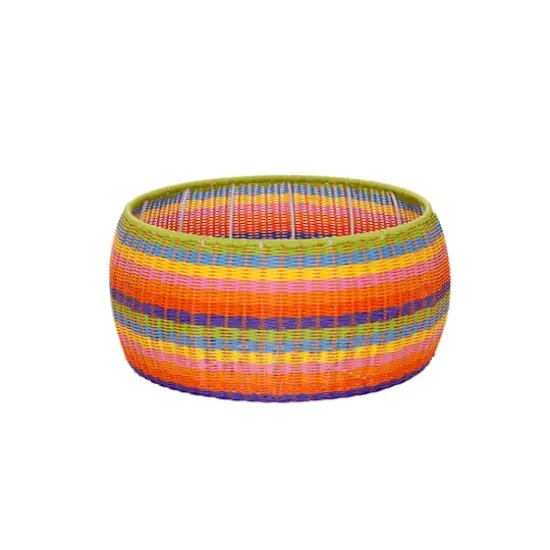 Household Essentials 9" Metal Woven Storage Ottoman Multicolored Stripe {4}