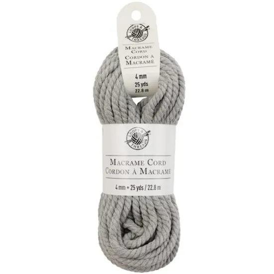 Charcoal Macram&eacute; Cotton Cord by Loops & Threads&reg;, 75ft. {1}