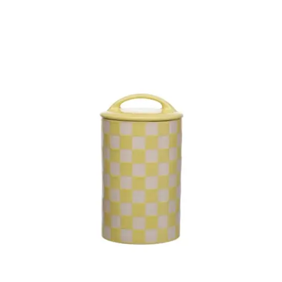 Checkered Ceramic Jar with Lid by Ashland® Yellow {1}