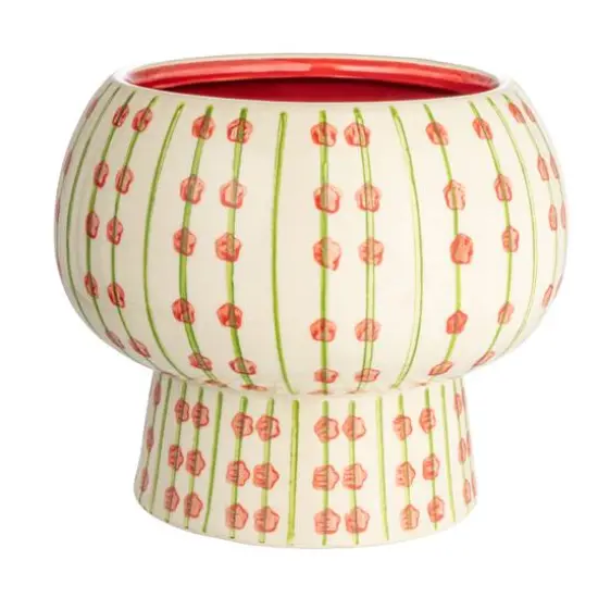 Hello Honey&reg; 7" Modern Hand Painted Multicolor Stoneware Planter with Design {5}