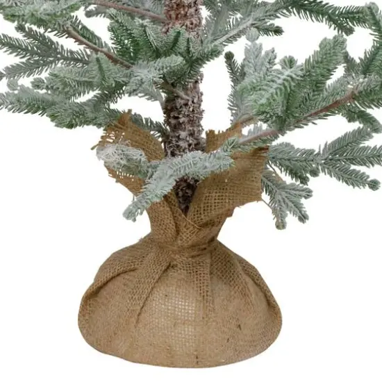 3ft. Unlit Snow-Covered Slim Pine Artificial Christmas Tree in Jute Base {5}