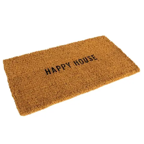 Hello Honey&reg; 32" x 16" Happy House Natural Coir Doormat {1}