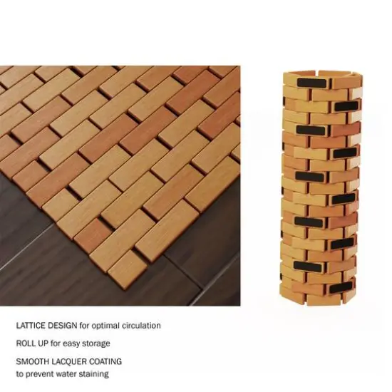 Hastings Home Bamboo Non-Slip Bath and Shower Mat, 24" x 16" {5}